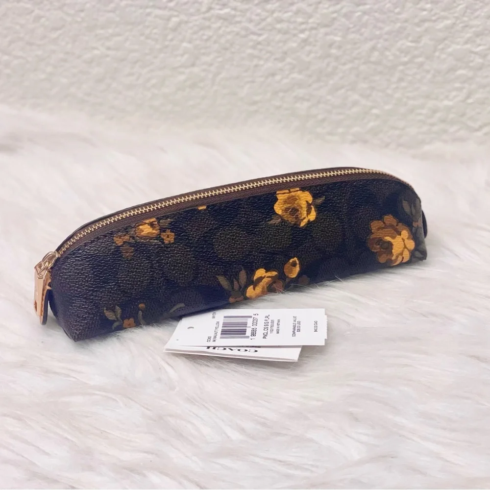 Coach Pencil Case In Signature Canvas With Floral Print CCI83 NWT